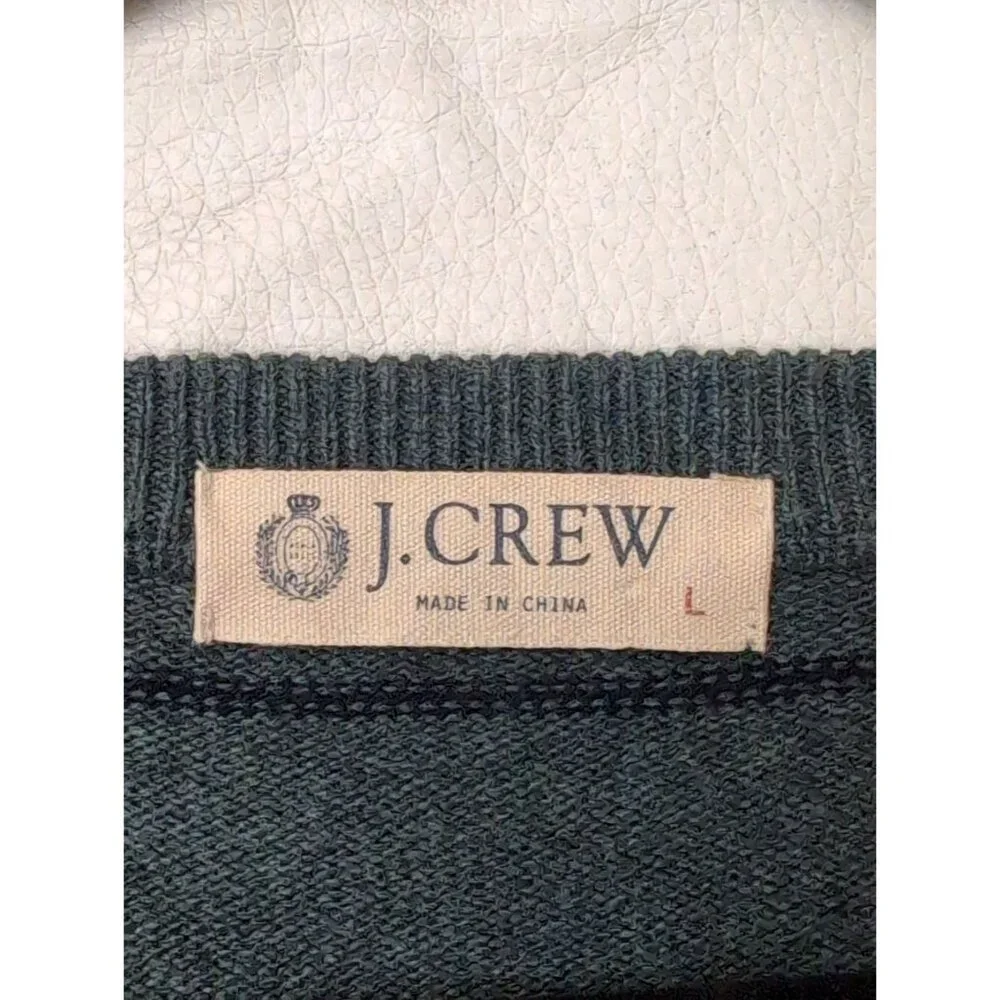 J Crew Sweater Vest Mens L Green Blue Pullover V Neck Cotton Cashmere‎ Casual